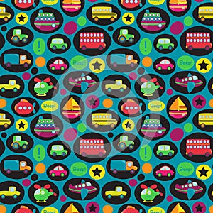 Transportation Themed Seamless Tileable Background Pattern