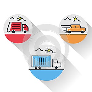 Transportation thin line icon set for web and mobile.