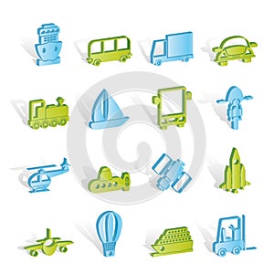 Transportation, travel and shipment icons