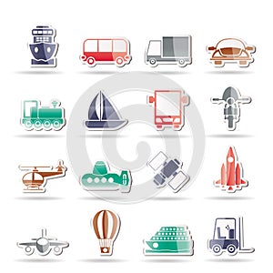 Transportation, travel and shipment icons