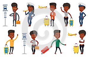 Transportation vector set with people traveling.