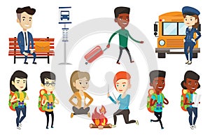 Transportation vector set with people traveling.