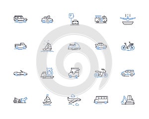 Transporting line icons collection. Shipping, Hauling, Carrying, Freight, Logistics, Transit, Conveyance vector and