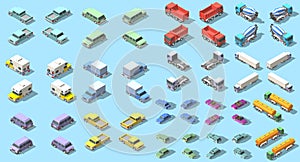 Transports set isometric icon vector graphic illustration design. infographic elements