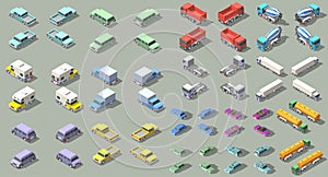 Transports set isometric icon vector graphic illustration design. infographic elements