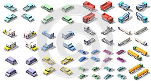 Transports set isometric icon vector graphic illustration design. infographic elements