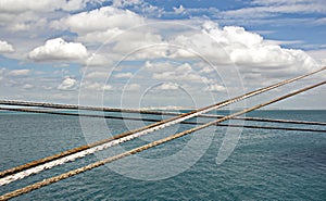 Transshipment terminal for loading steel products to sea vessels using shore cranes and special equipment in Port Pecem, Brazil,