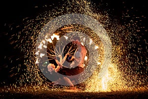 Transylvania medieval festival in Romania, fire-spitting ,flame thrower,Fire Breather