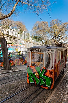 Tranvia in Lisboa town Portugal photo