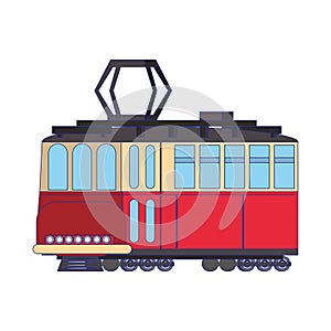 Tranvia public tranport vehicle isolated