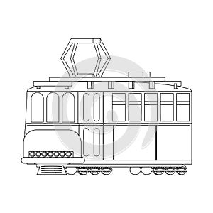 Tranvia public tranport vehicle isolated in black and white