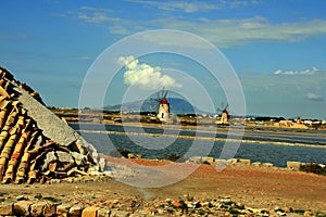 Trapani, salt bassins and mills