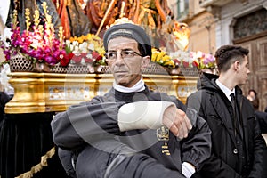 Trapani, Sicily, Italy - March 26, 2016. partecipants Good Friday procession