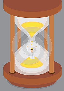 Trapped in Hourglass Vector Illustration