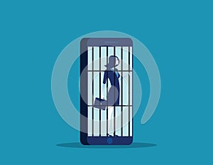 Trapped. People and technology. Concept business vector illustration