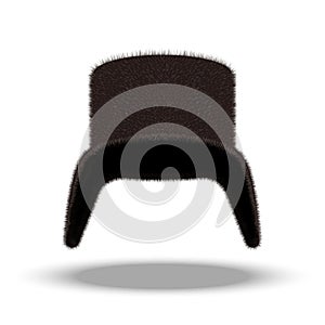 A trapper hat or ushanka fur hat isolated on white background front view, 3d realistic vector clipart mockup fashion accessory photo