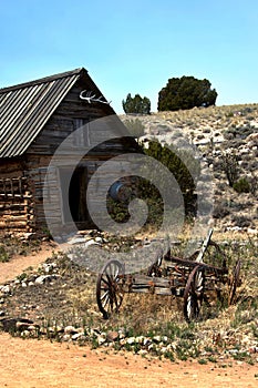 Trapper`s Cabin with Wagon photo