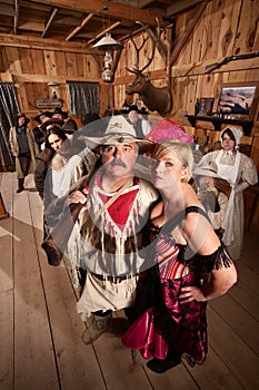 Trapper and Showgirl in Saloon photo