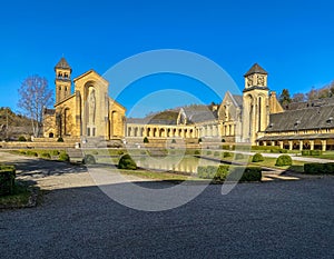 Trappist Cistercian Orval Abbey or Abbaye Notre-Dame d`Orval, Trappist beer, Villers-devant-Orval, Luxembourg,