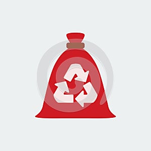 Trash bag, garbage recycling and utilization icon.Flat design.Vector