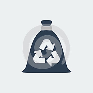 Trash bag, garbage recycling and utilization icon.Vector Illustration