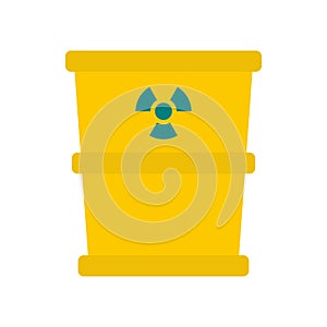 Trash barrel with radioation sign icon, flat style