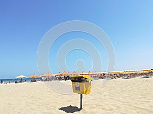 Trash basket at the beach