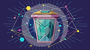 Trash bin form lines, triangles and particle style design. Illustration vector