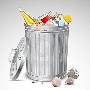 Trash Bin full of Garbage
