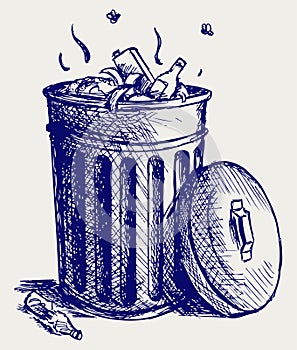 Trash bin full of garbage