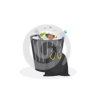 Trash bin garbage container vector illustration in cartoon style