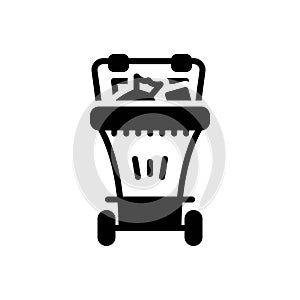 Black solid icon for Trash Bin, dustbin and biogederable photo