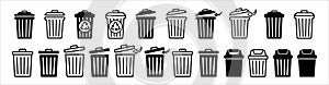 Trash bin icon set. Recycle bin icon. Garbage basket vector design