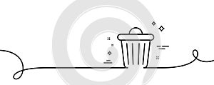 Trash bin line icon. Garbage, waste sign. Delete, remove. Continuous line with curl. Vector