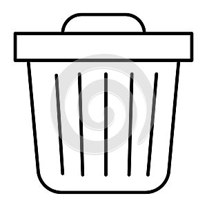 Trash bin thin line icon. Trash can vector illustration isolated on white. Garbage outline style design, designed for