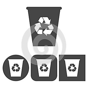 Trash bin - vector icons set