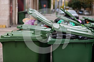 Trash bins on the streets of Budapest