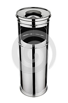 Trash can with ash tray 22 liters made of polished stainless steel