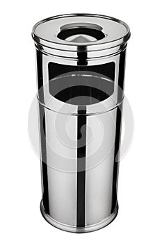 Trash can with ash tray 28 liters made of polished stainless steel