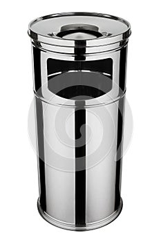 Trash can with ash tray 38 liters made of polished stainless steel