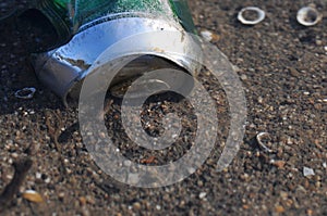 Trash can on the beach