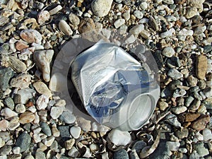 Trash can on the beach