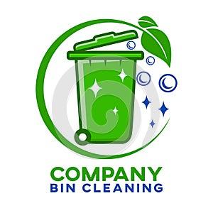 Trash can bin cleaning logo