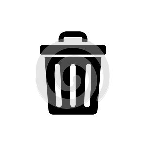 Trash Can Bin Solid Icon Black