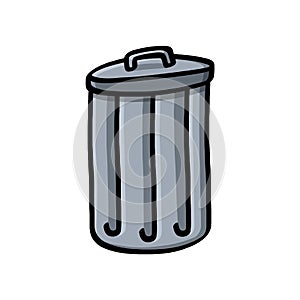 Trash can cartoon on white background