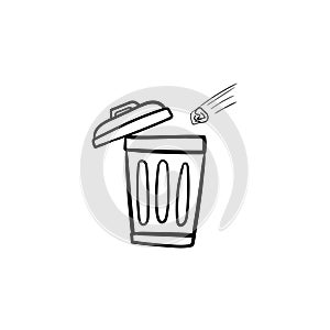 Trash can doodle icon vector