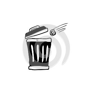 Trash can doodle icon vector