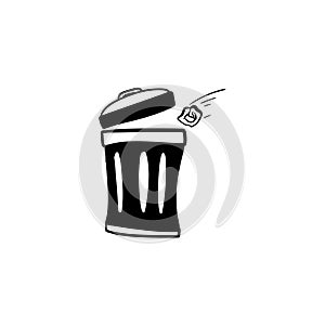 Trash can doodle icon vector