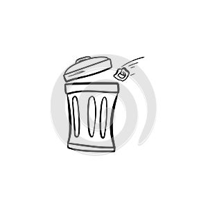 Trash can doodle icon vector