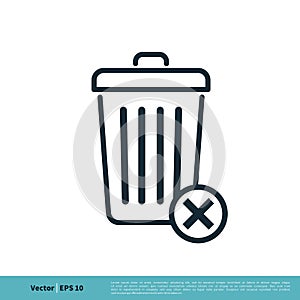 Trash Can / Garbage Bucket Icon Vector Logo Template Illustration Design. Vector EPS 10